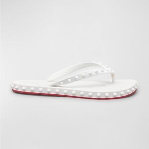 Louboutin Loubi Flip Flop White Rubber, Women’s 10 US/40EU
